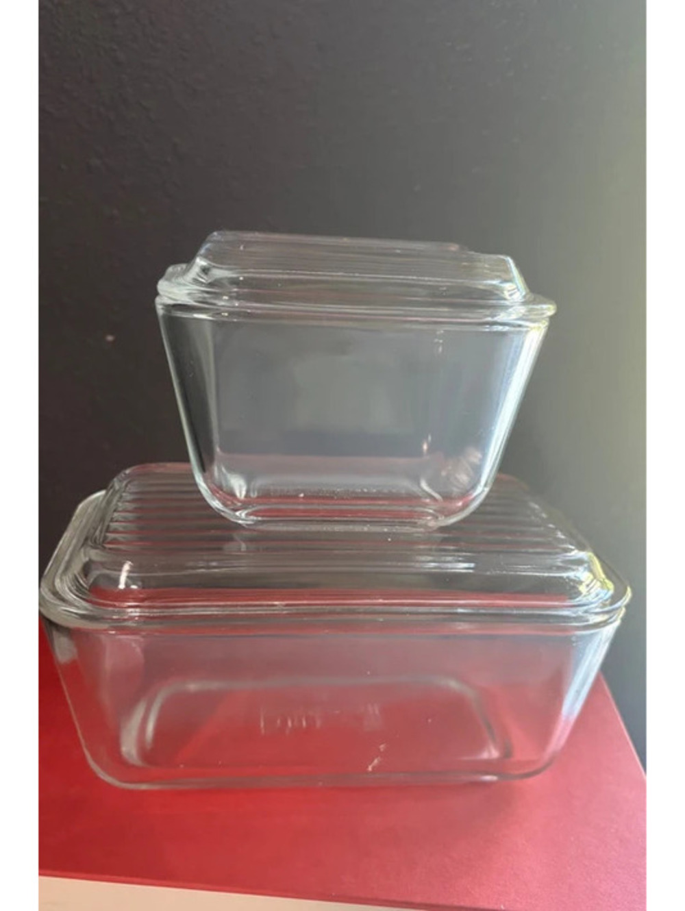 Vintage Pyrex refrigerator dishes from the classic #500 series fridgies